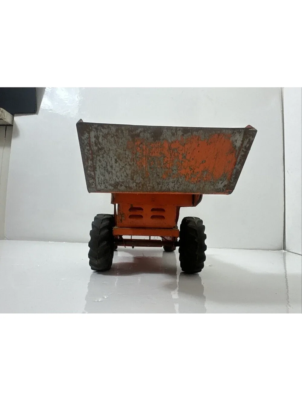 Vintage 1950s Structo No 340 Front End Loader Toy Truck Orange Pressed Steel